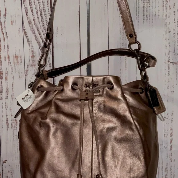 NWT! Coach Madison Marielle Leather Drawstring Carryall Bag AR/BRONZE 17016 - Picture 1 of 10